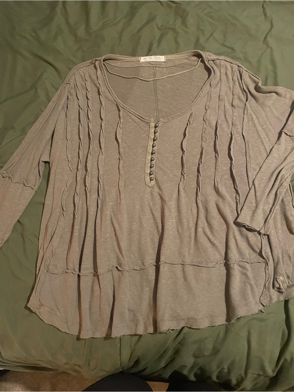 We The Free Olive Long-Sleeve Henley Top - Picture 2 of 3